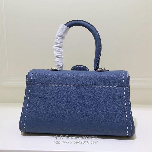 DELVAUX女包 春夏新色 外縫蜜蠟線 德爾沃女手提包 手腕包 DS0028孔雀藍 Delvaux單肩斜挎包  fcs1405